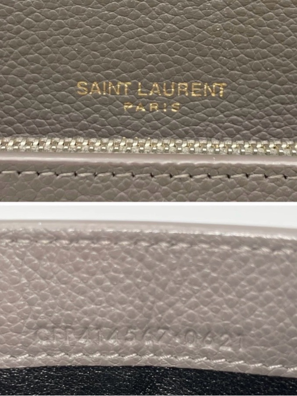 Auth Saint Laurent YSL Logo Cassandra Leather Gray Long Wallet With box& dustbag - Picture 12 of 14